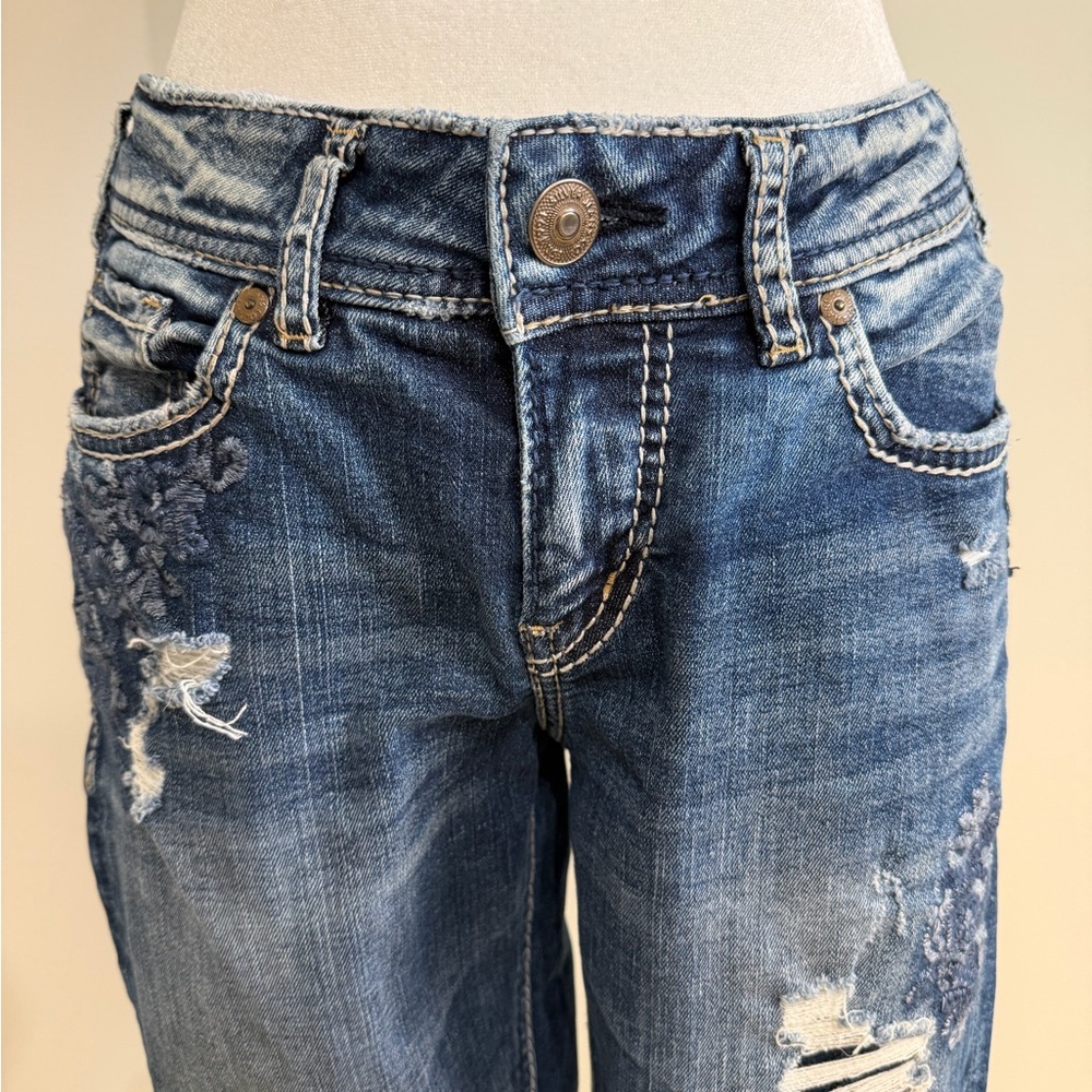Silver Jeans Blue Distressed Boyfriend Jeans